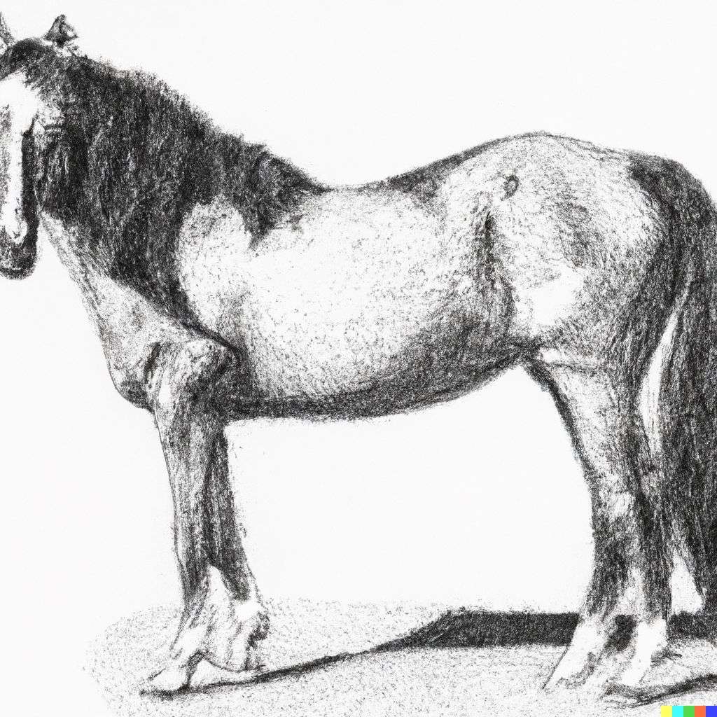 a horse, stipple drawing